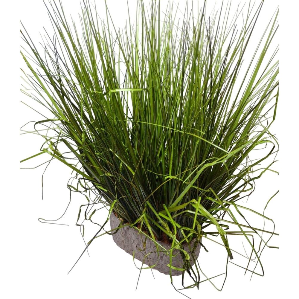 Faux Grass Center Piece Arrangement Rock Filled Cast Textured Vase 24” Tall